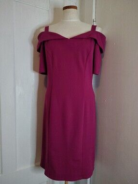 Glamour Fuschia Cold Shoulder Special Occassion Cocktail Sheath Dress Womens 10